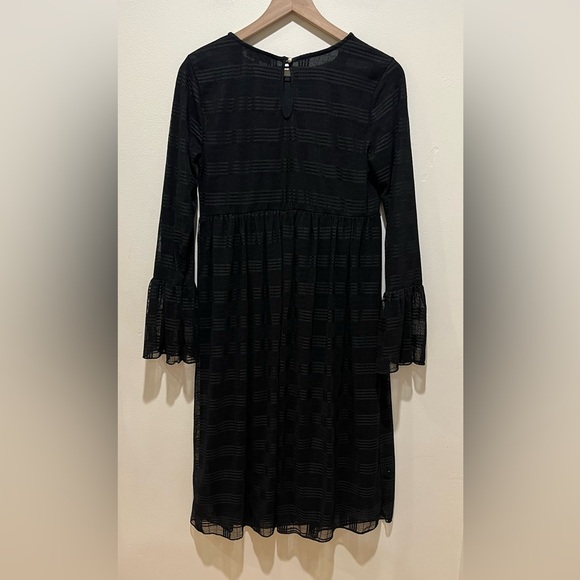 Roolee Black Long Sleeve Midi Dress with Sheer Overlay - Women’s Size Medium - Picture 2 of 7